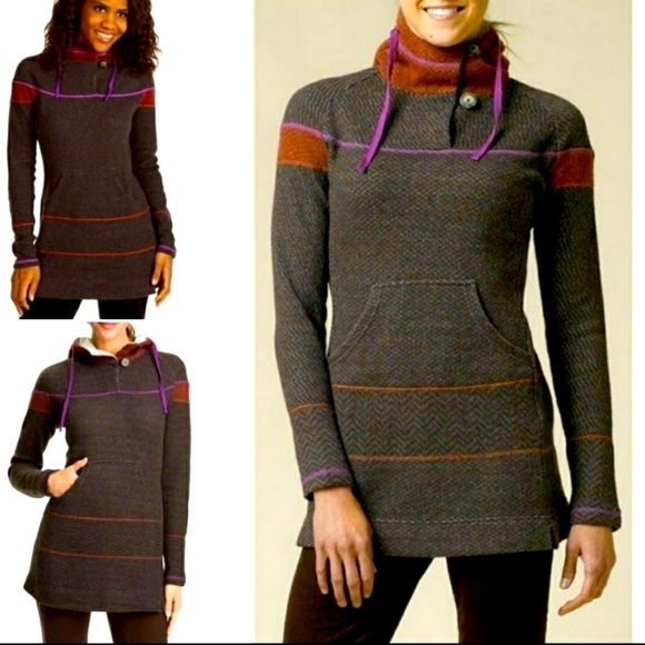 (S) Prana Caitlyn Tunic Sweater, Espresso, Wool Blend - Picture 2 of 13